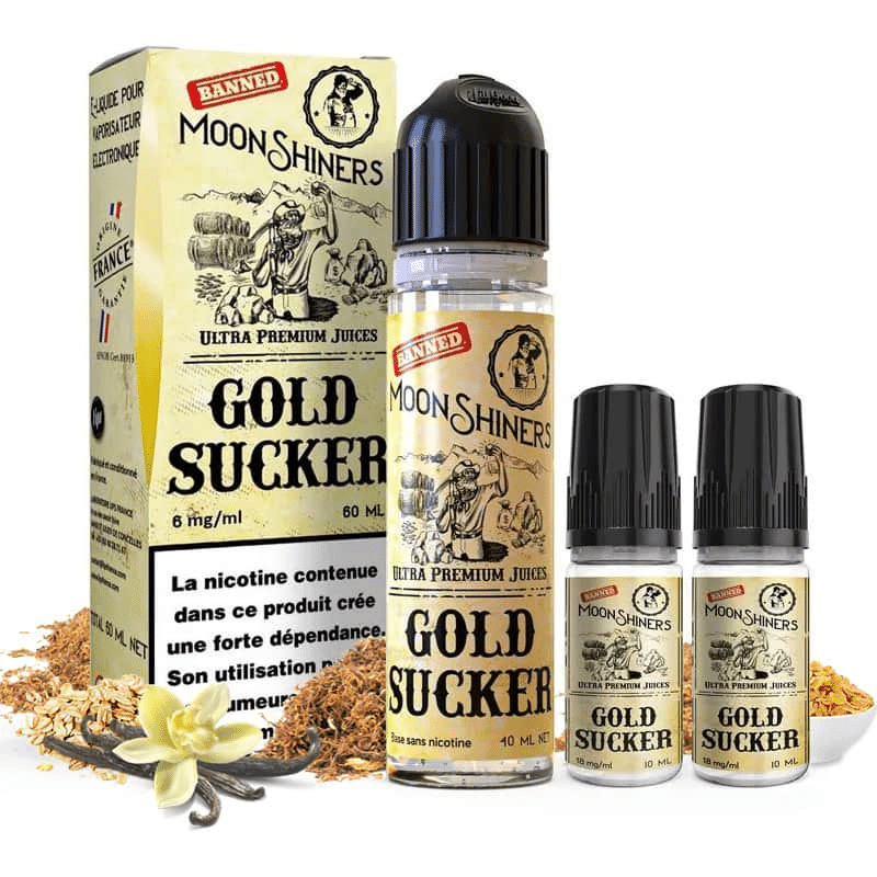 E-liquide Gold Sucker 60ml (+ 1 ou 2 Boosters de Nicotine) - Moonshiners