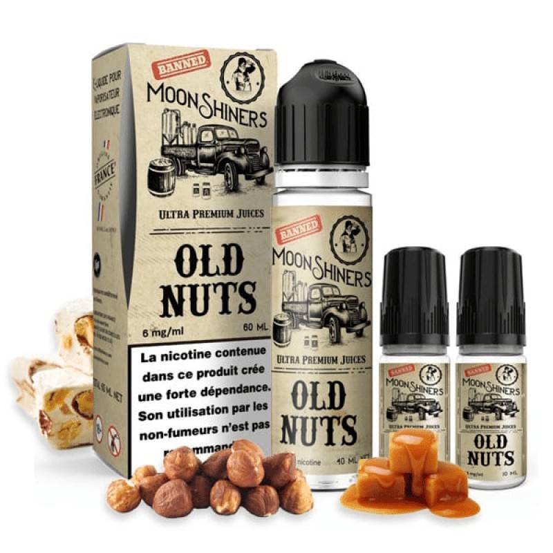 E-liquide Old Nuts 50ml (+ 1 ou 2 Boosters de Nicotine) - Moonshiners